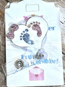 badge reels retractable id holders Heart With Baby Feet Nicu, Pediatrician - Picture 1 of 2