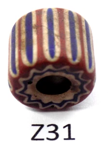 Antiguo abalorio veneciano Chevron Trade africano usado de Estate Z31 BG 75 - Imagen 1 de 2