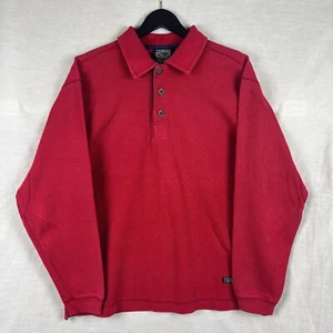 Men’s AIGLE Rugby Polo Shirt Long Sleeve Small Red Heavy Cotton Preppy Retro 90s - Picture 1 of 11