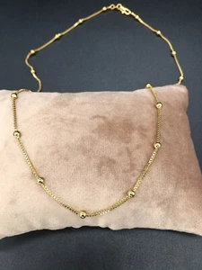 18k 18ct GENUINE Gold Filled Lady’s Ball Bead Necklace 50cm 20” Ref:-19 - Picture 1 of 4