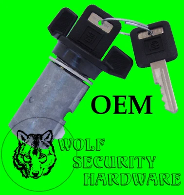 Conjunto de vaso de cilindro de bloqueo de interruptor de encendido Chevy OEM negro 2 llave con logotipo GM Foto 1 de 2