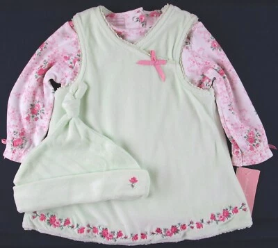 NWT First Impressions Girl's 3 Pc. Pale Lime Velour Jumper Outfit Set, 3-6 Mos. - Image 1 of 4