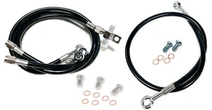 Streamline Steel Braided Brake Lines Black +1" Front +2" Rear Yamaha YFZ450 - Picture 1 of 3