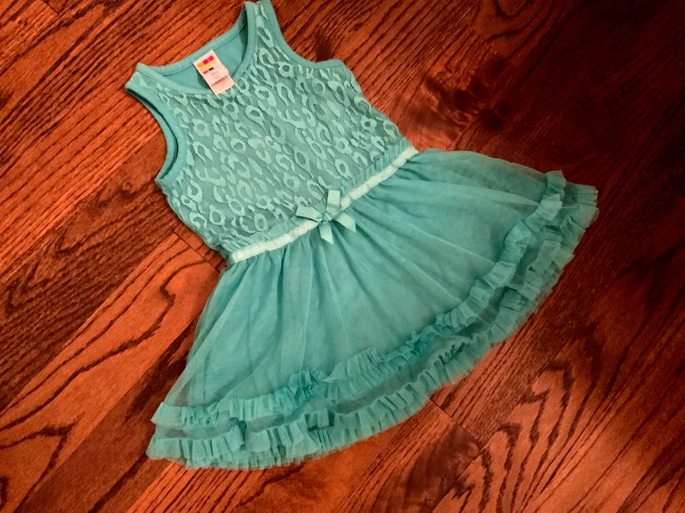 Vestido Navidad Princesa Niña Verde Suave Suave Encaje Frontal Lazo Talla 24 Meses Foto 1 de 4