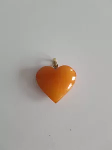 Vintage Bernsteinanhänger Butterscotch Anhänger Herz Öse 585 er Gold TOP !!! - Bild 1 von 4