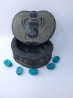 Ancient Egyptian Pharaonic Stone Egypt Box Jewelry Scarab 5 Small Blue Scarab