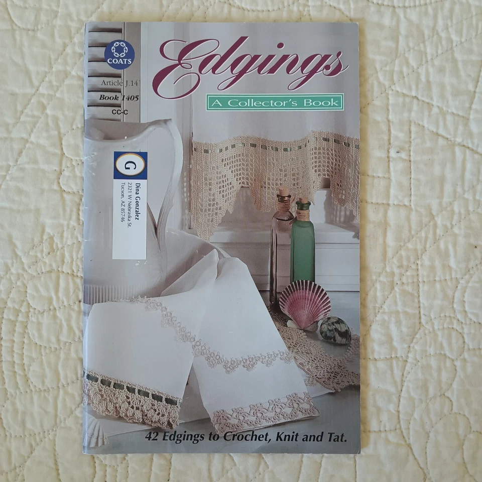 42 Edgings to Knit Crochet & Tat Coats & Clarks Instruction Book  1405 Vtg 1994 - Image 1 of 4