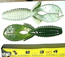 10 GREEN/WHITE 4.25"SWEET BEAVERS Bass Fishing Lures Creature Baits Beaver Jigs 