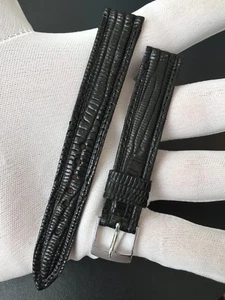 "GENUINE BLACK LIZARD WATCH STRAP 16MM ""NEW OLD STOCK 1960-1970" - Picture 1 of 3