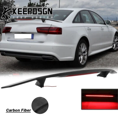 Задний спойлер крыло светодиодный стоп-сигнал 52 дюйма из углеродного волокна для Audi A6 C7 C8 GT - Изображение 1 из 4