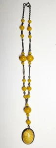 Antique Victorian Hand-Made African Amber Nickel Silver Necklace Victorian era - Picture 1 of 4