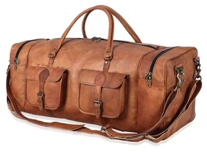 Leather Duffel bags for men holdall leather travel bag overnight gym sport 32 in - Picture 1 of 8