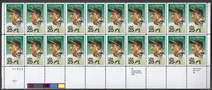 2417 MNH Plate Block of 20, 25-cent stamps honoring Lou Gehrig - Plate #A111111  - Picture 1 of 1