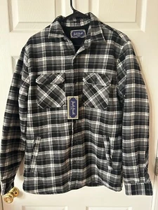 Camisa/chaqueta Jack South para hombre negra a cuadros forrada de sherpa manga larga talla L - Nueva con etiquetas - Imagen 1 de 14