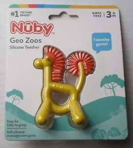 New Nuby Geo Zoos Silicone Teether for Babies Yellow Orange Giraffe - Picture 1 of 2