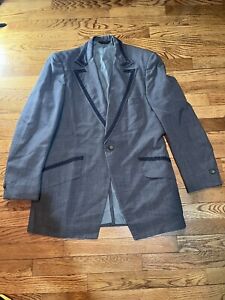 RARE 70s Vintage Lord West Embroidered Cowboy Western Jacket sz 43R Blue/Gray