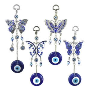 Turkish Blue Evil Eye Butterfly Car Wall Hanging Pendant Amulet Lucky Charm Gift - Picture 1 of 26