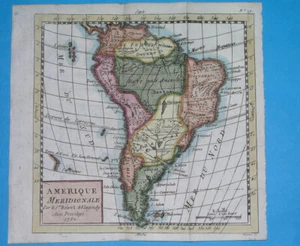 1782 ORIGINAL MAP SOUTH AMERICA ARGENTINA PATAGONIA CHILE COLOMBIA PERU BOLIVIA - Picture 1 of 4