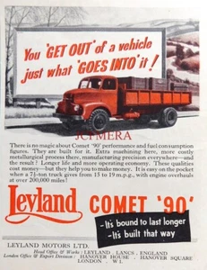 Leyland 'COMET 90' Diesel Lorry Truck ADVERT : Small 1950s Print 670/143 - Picture 1 of 1