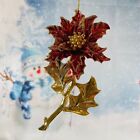 Vintage Plastic Frosted Flower Red/Gold Christmas Ornaments Nice Decoration