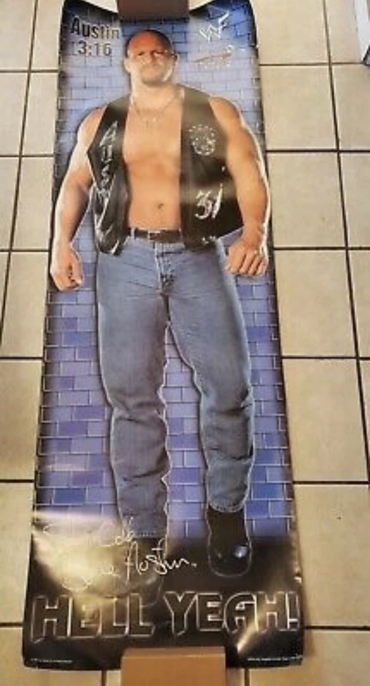Póster de puerta WWF Stone Cold Steve Austin 6 pies de colección Undertaker Wrestling The Rock Foto 1 de 1