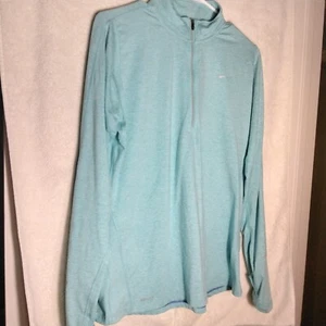 Nike Running Element Dri Fit Womens Top Polo Shirt Size L Blue zip Long Sleeve - Picture 1 of 12