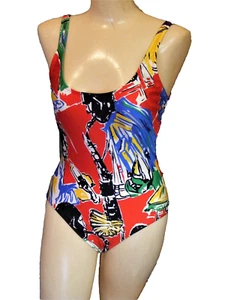 1980S SWIMSUIT 1PC TANK BATHING SUIT VINTAGE BEACHWEAR DEADSTOCK W/TAG BAMBOO SM - Picture 1 of 8