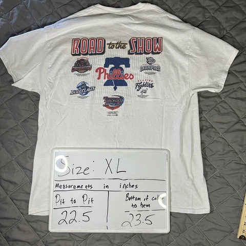Philadelphia Phillies Shirt Mens Extra Large White MiLB Threshers Iron Pigs RTTS Cover
