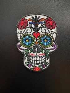 BIKER PATCHES - WHITE SUGAR SKULL - 2,5"  - Bild 1 von 1