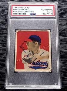 Tarjeta de béisbol de novato Bowman 1949 firmada autografiada por Dale Mitchell PSA ADN B - Imagen 1 de 3