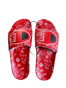 Champion Men's Size 9 IPO Doodle Slide Sandals Scarlet/White Flip Flops - Picture 1 of 4
