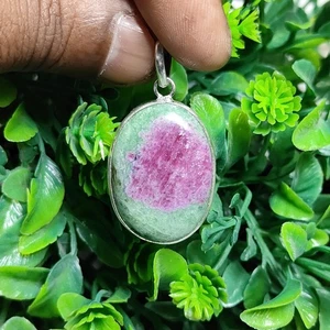 Natural Ruby zoisite In Fuchsite Gemstone Sterling Silver Pendant 48 ct ME-13675 - Picture 1 of 4