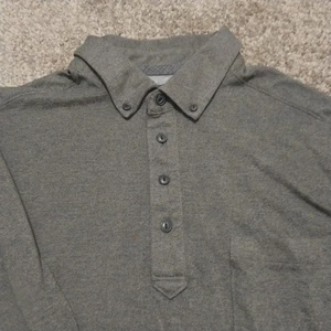 Nordstrom Herren Shop Langarm Poloshirt Gr. L - dunkelgrau Knopfleiste Baumwolle - Bild 1 von 7
