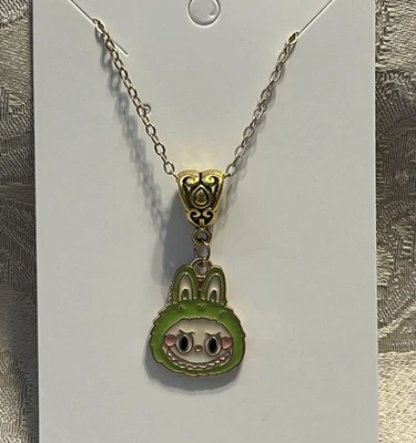 Collar divertido informal de moda esmalte colgante dorado monstruo boca grande dibujos animados Foto 1 de 2