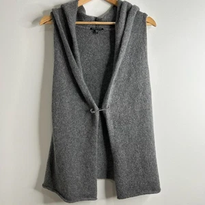 Eileen Fisher Pullover Weste Gr. Small grau Kapuze Mohair Wolle vorne offen Luxus - Bild 1 von 8
