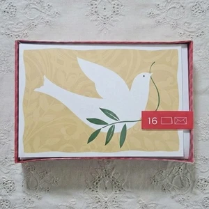 Grußkarten 16 Stück Freunde Familie Frohe Weihnachten Frieden Taube Gold Urlaub - Bild 1 von 3