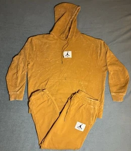 Nike Air Jordan Flight Mens Sweatsuit Top XL Bottom L Yellow Washed Look VG Cond - Picture 1 of 10
