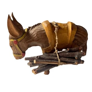 De colección Belén Tallado a Mano Burro Madera Paquete Napolitano Creche MCM Navidad - Imagen 1 de 10