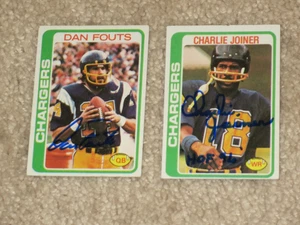 Dan Fouts Charlie Joiner 1978 Topps Autograph Auto Card HOF SD LA Chargers LOT - Picture 1 of 2