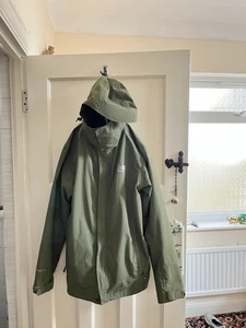 Karrimor Khaki Green Jacket Weathertite Foldaway Hood Double Zip High Neck Used - Picture 1 of 12