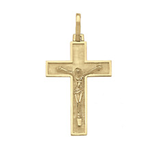 10K,14K,18K Yellow Gold Medium Religious Italian Cross with Crucifix