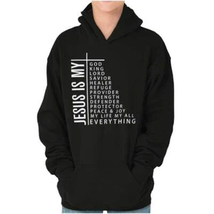 Christian Faith Religious Jesus Is My Cross Youth Hooded Sweatshirt Boy or Girl - Picture 1 of 7