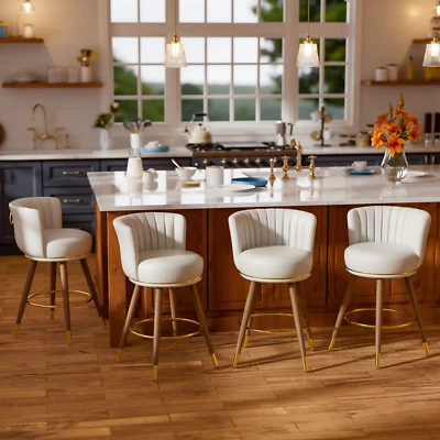 26'' Bar Stools set of 4 Counter Height Bar Stools with Curved Back Swivel Chair - Image 1 of 4
