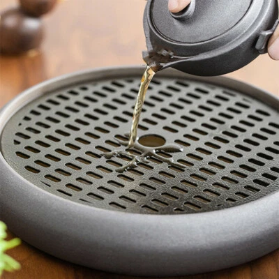 Kung Fu Gongfu Tea Tray Serving Table Water Storage Ceramic Bowl +Metal Filter - Image 1 of 4