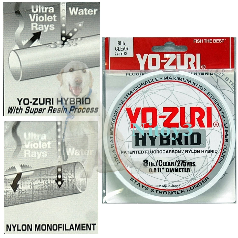 Línea de pesca transparente híbrida Yo-Zuri resistente a las abrasiones UV - 8 lb., 275 yardas Foto 1 de 1