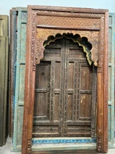 Antique Archway, Carved Teak Cusped Haveli Arch, Vintage Decorative Arch, Indian
