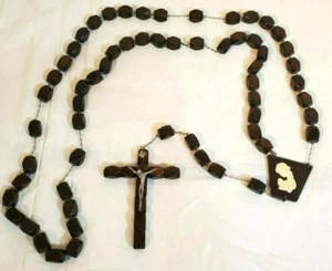 Gran Rosario Grande Cuentas de Madera Cruz de Jesús Cuentas de 1 pulgada - Imagen 1 de 3