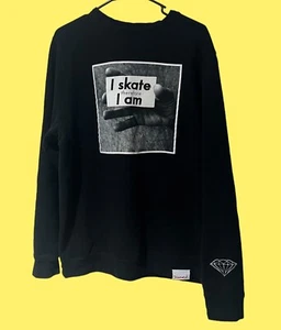 💎Diamond Supply Co Sweatshirt "I Skate Thus I Am" Large Schwarz💎Logo am Arm - Bild 1 von 12