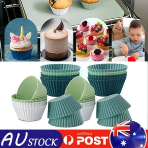Silicone Muffin Cases Large Cupcake Moulds Baking Cups Reusable Non-Stick AU - Picture 1 of 12