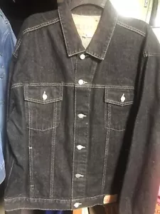 Vintage Guess BLACK Denim Jean Jacket Trucker Adult Size XXL Charcoal NEW COND - Picture 1 of 9